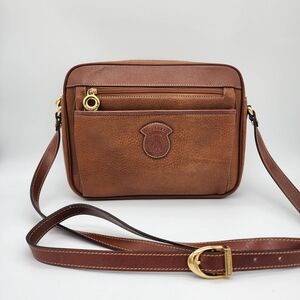 Courser Vintage Tan Brown Crossbody Bag Faux Leather Gold Hardware